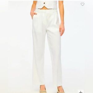 New J Crew White wide-leg linen-blend pants